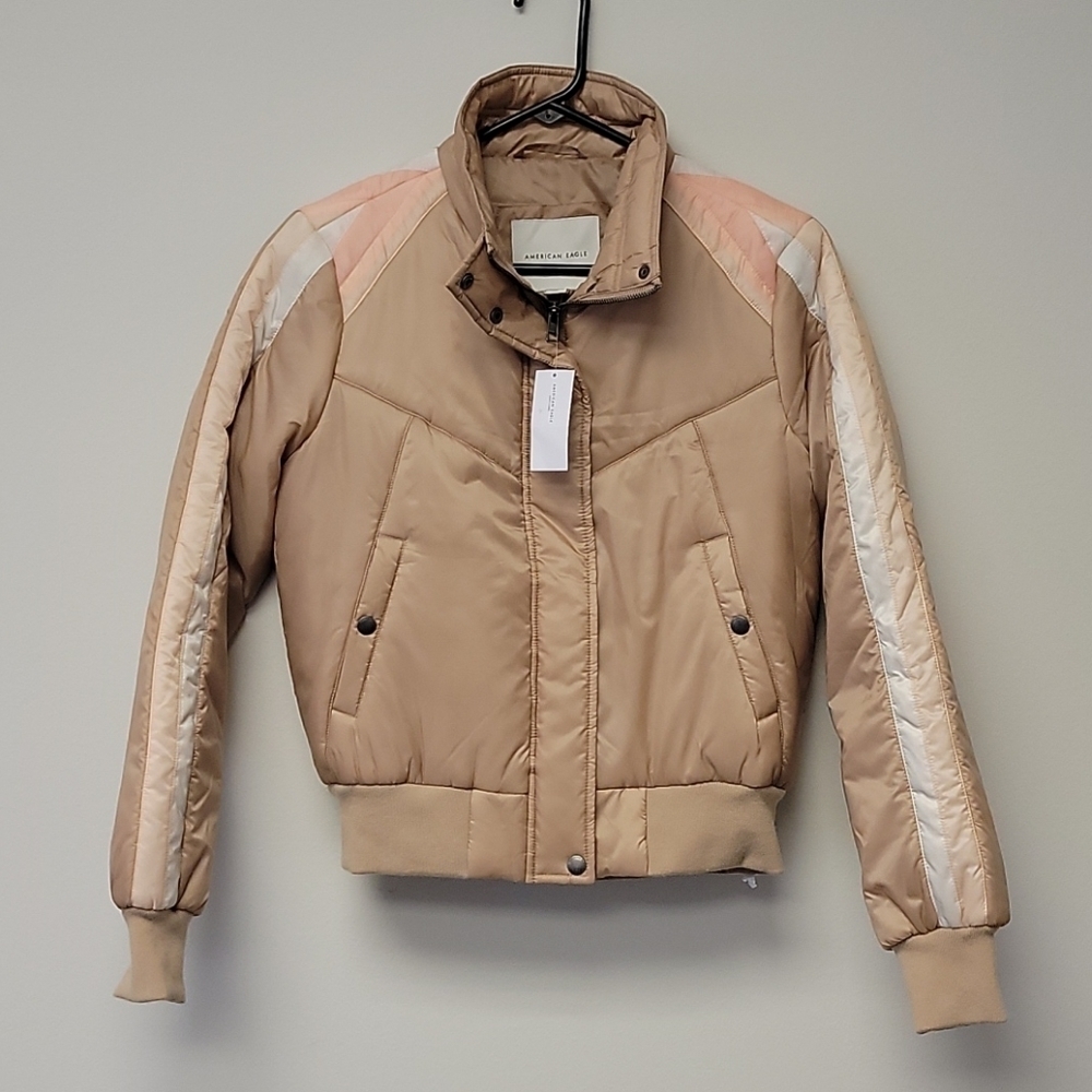 American Eagle pink beige Puffer Coat Jacket XS